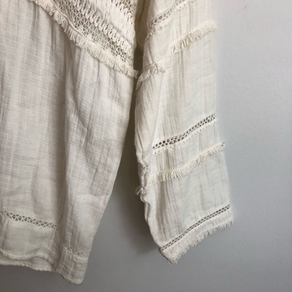 Mango • White Boho Top Large - Picture 4 of 5
